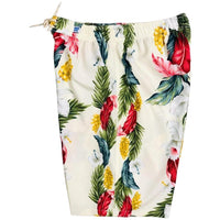 "Stranded" (Natural) Women's Elastic Waist Swim Board Shorts. REGULAR Rise + 11" Inseam - Board Shorts World Outlet