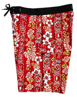 "Tortugas" (Red) 22" - 26" Double Cargo Pocket Men's Board Shorts - Board Shorts World Outlet