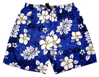 "Tribal Council" (Blue) Men's Swim Trunks (with mesh liner / side pockets) - 6.5" Mid Length - Board Shorts World Outlet