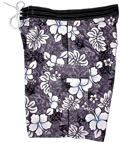 "Tribal Council" (Charcoal) 22" - 27" Double Cargo Pocket Men's Board Shorts - Board Shorts World Outlet