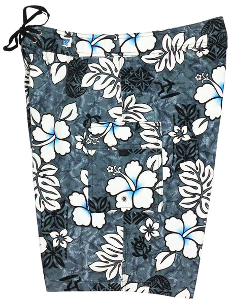 "Tribal Council" (Charcoal) Women's Board/Swim Shorts - 10.5" - Board Shorts World Outlet