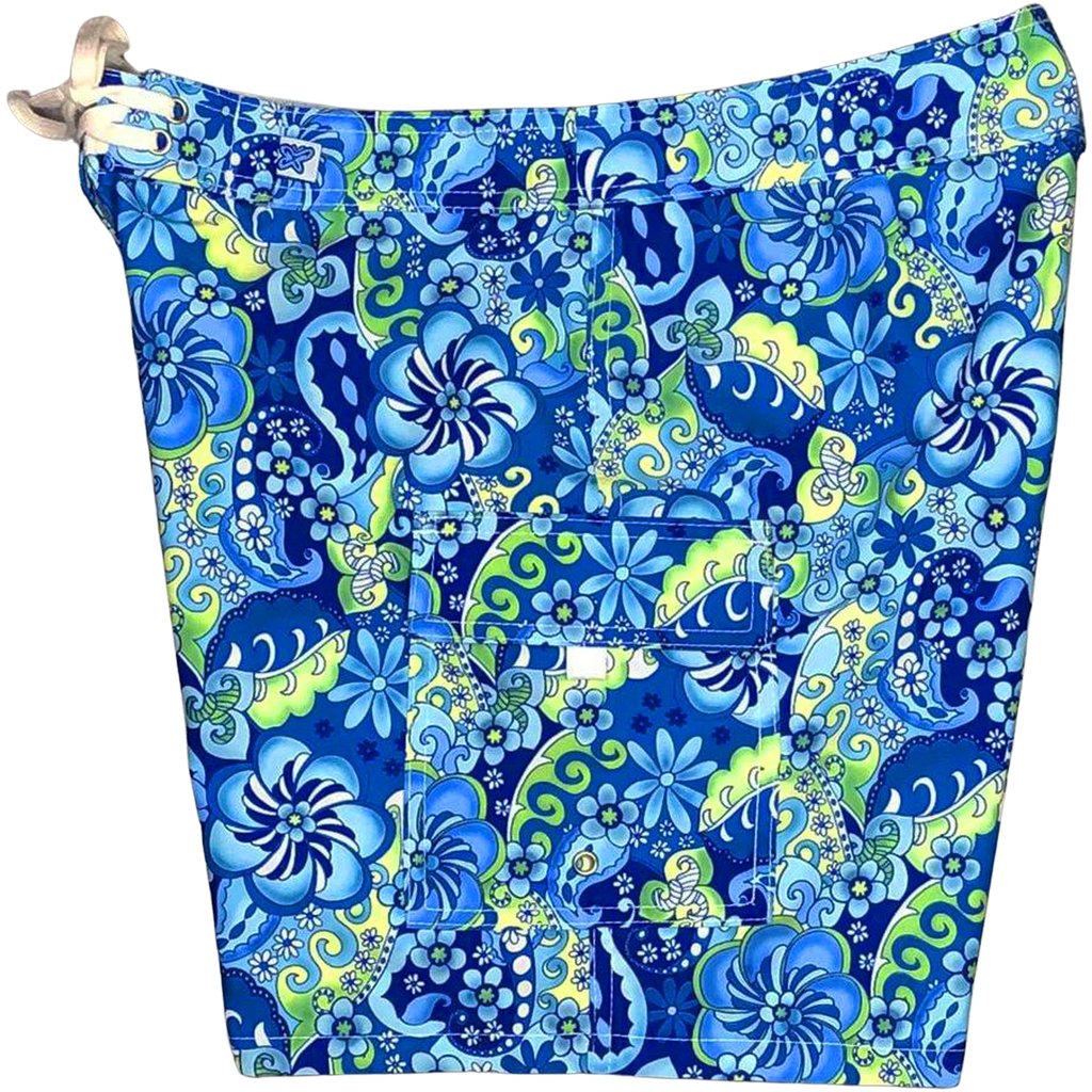 "Lucy in the Sky" (Blue) 7" Womens Cargo + Back Pocket Board Shorts