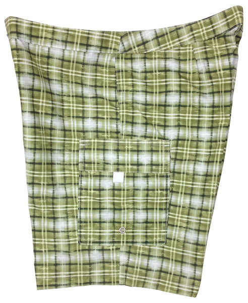 "Banker's Hours" (Olive) Womens Board/Swim Shorts - 11"