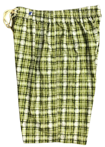 "Bankers Hours" (Olive) Womens Elastic Waist Swim Board Shorts. REGULAR Rise + 11" Inseam - Board Shorts World Outlet
