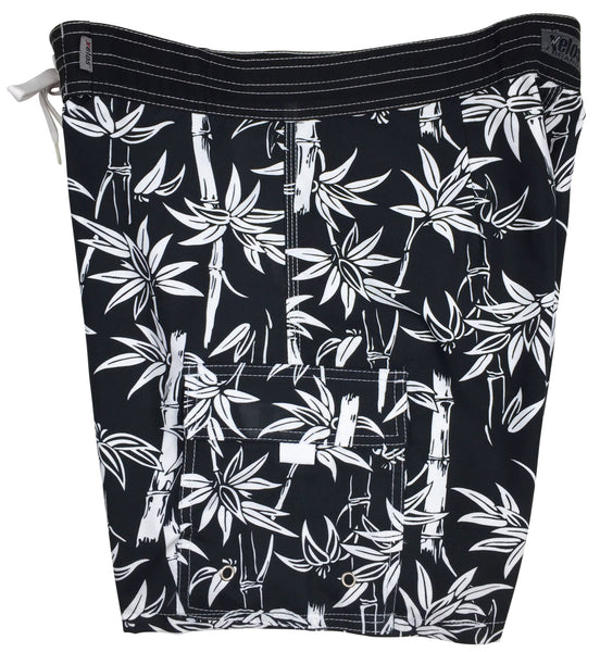 "Branch Out" (Black) Mens Double Cargo Board Shorts - Retro Shortie - 5"