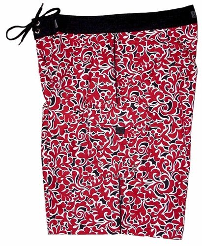 "Bullwinkle" (Black/Red) Double Cargo Pocket Board Shorts - Board Shorts World Outlet