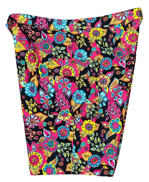 "Carnival" (Black) Womens Board/Swim Shorts - 11"