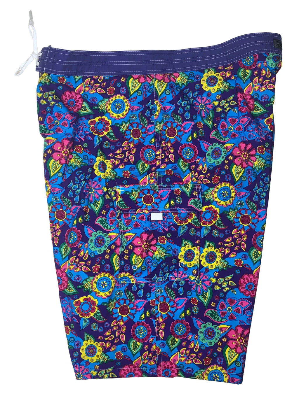 "Carnival" (Purple) Double Cargo Pocket Board Shorts - Board Shorts World Outlet