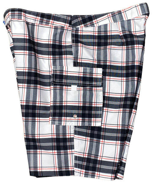 "Casual Friday" Plaid (Black) Womens Board/Swim Shorts - 11"