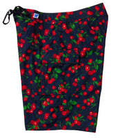 "Cherries" Print Cherries Womens Board/Swim Shorts - 10.5" - Board Shorts World Outlet