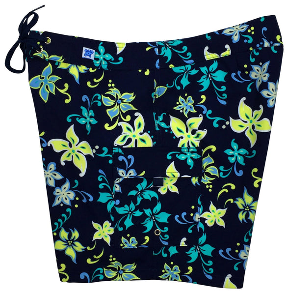 "Chick Flick" (Navy) 7" Womens Cargo + Back Pocket Board Shorts - Board Shorts World Outlet