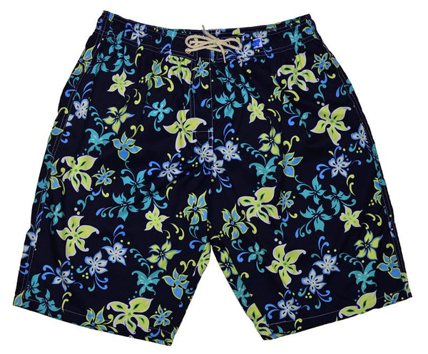 "Chick Flick" (Navy) Womens Elastic Waist Swim Board Shorts. REGULAR Rise + 11" Inseam - Board Shorts World Outlet