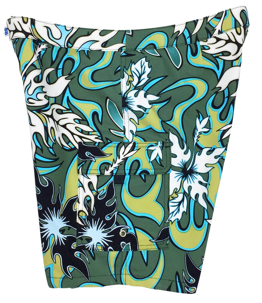 "Circuit Breaker" (Olive) Womens Board/Swim Shorts - 11" - Board Shorts World Outlet