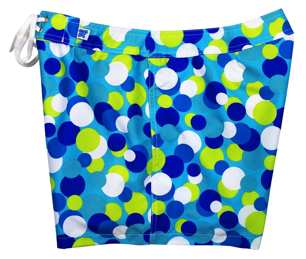 "Coin Toss" 5" Womens Back Pocket Board Shorts (Aqua) - Board Shorts World Outlet