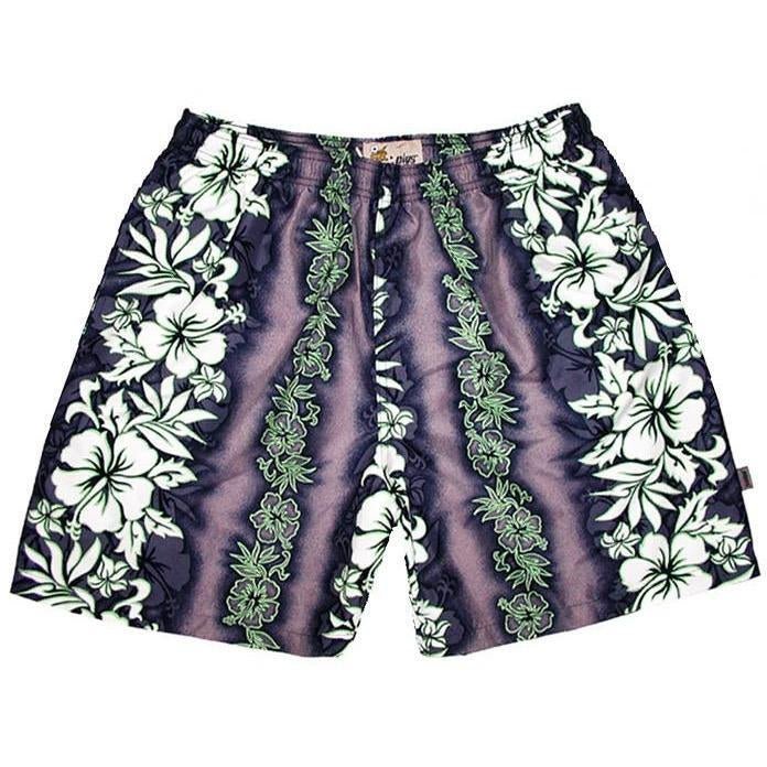 "Conga Line" (Charcoal) Swim Trunks (with mesh liner / side pockets) - 6.5" Mid Length - Board Shorts World Outlet