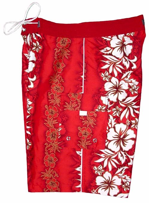 "Conga Line" (Red) Double Cargo Pocket Board Shorts - Board Shorts World Outlet