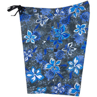 "Desert Bloom" (Charcoal + Blue) Womens Board/Swim Shorts - 10.5" - Board Shorts World Outlet