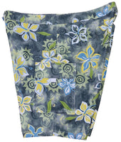 "Desert Bloom" (Charcoal + Yellow) Womens Board/Swim Shorts - 11" - Board Shorts World Outlet