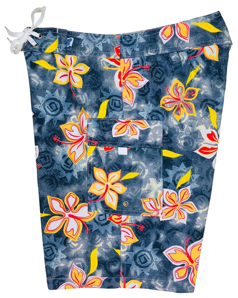 "Desert Bloom" (Graphite) Womens Board/Swim Shorts - 10.5" - Board Shorts World Outlet