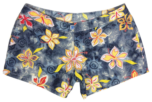 "Desert Bloom" (Graphite) Womens Board/Swim Shorts - 4" - Board Shorts World Outlet