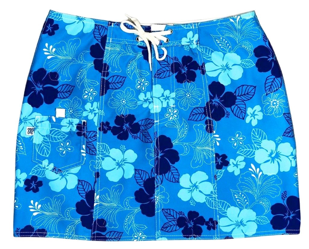 "Dew Drops" Original Style Board Skirt (Blue) - Board Shorts World Outlet