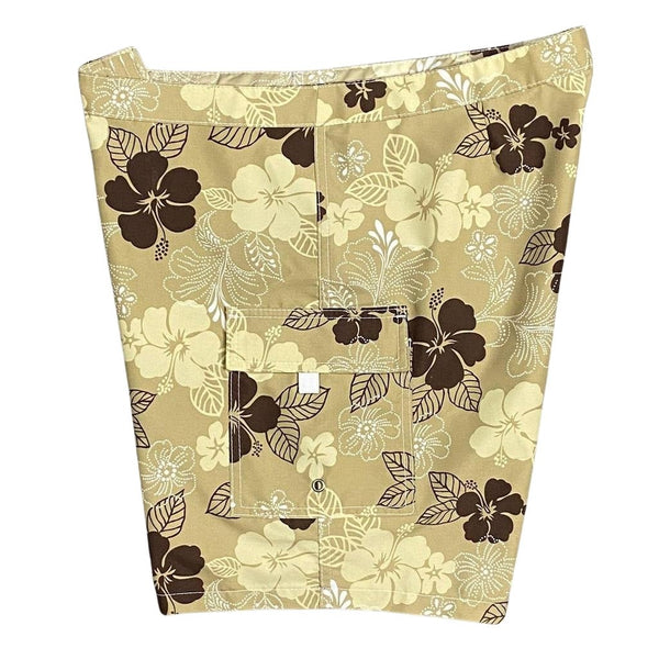 "Dew Drops" (Tan) Womens Board/Swim Shorts - 11" - Board Shorts World Outlet