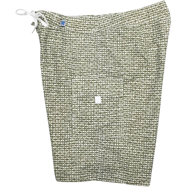 "Dream Weaver" (Green) Womens Board/Swim Shorts - 10.5" - Board Shorts World Outlet