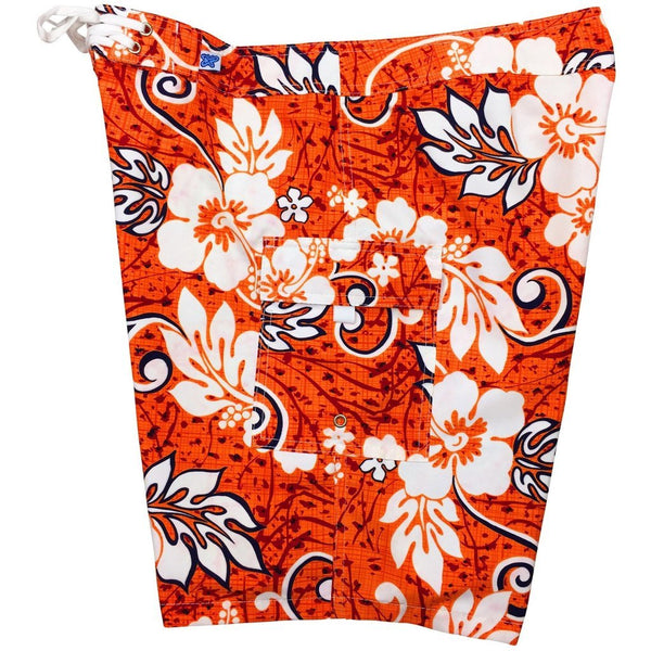 "Drop Cloth" (Orange) Womens Board/Swim Shorts - 10.5" - Board Shorts World Outlet