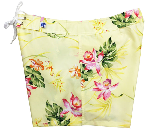 "Early Spring" 5" Womens Back Pocket Board Shorts (Yellow) - Board Shorts World Outlet