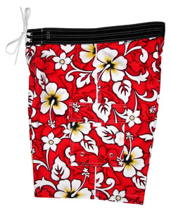 "Ego Maniac" (Red) Double Cargo Pocket Board Shorts - Board Shorts World Outlet