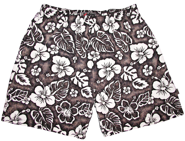 "Empirical Age" (Charcoal) Swim Trunks (with mesh liner / side pockets) - 6.5" Mid Length - Board Shorts World Outlet