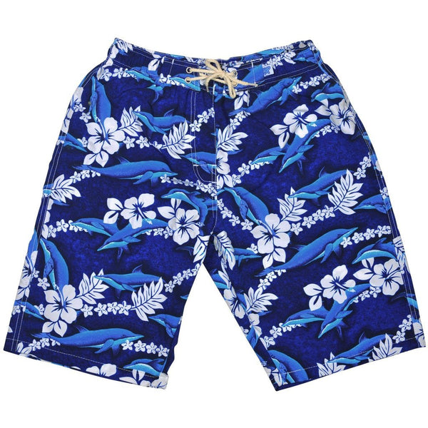 "Fins" Womens Elastic Waist Swim Board Shorts. HIGHER WAIST/RISE + 11" Inseam - Board Shorts World Outlet