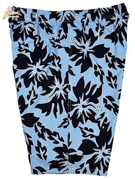 "Generally Electric" (Blue) Womens Elastic Waist Swim Board Shorts. REGULAR Rise + 11" Inseam - Board Shorts World Outlet