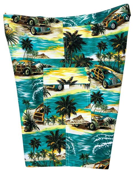 "Getaway Car" (Sea Teal) Womens Board/Swim Shorts - 11" - Board Shorts World Outlet