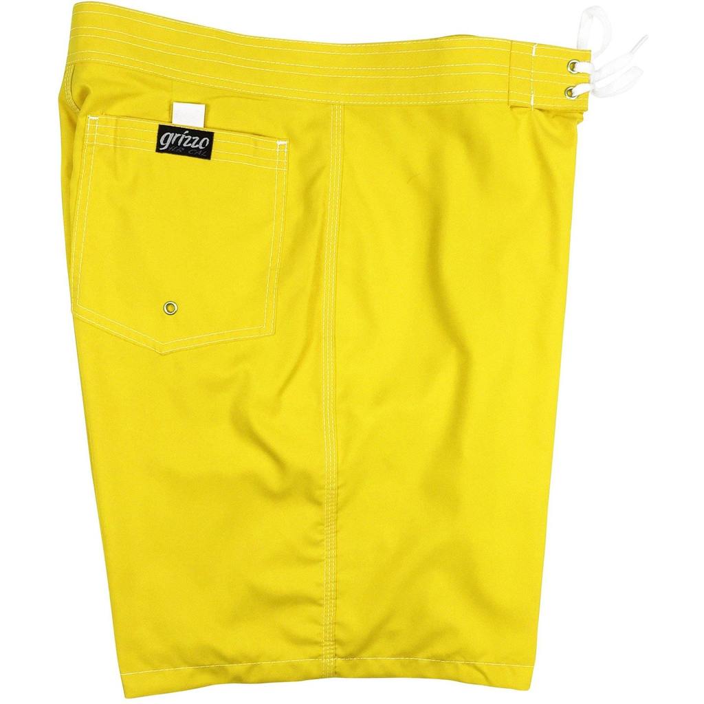 Grizzo Brand Solid Board Shorts w/ Back Pocket - 7" Inseam (Mango, Black, Charcoal, Orange, Navy or Royal) - Board Shorts World Outlet