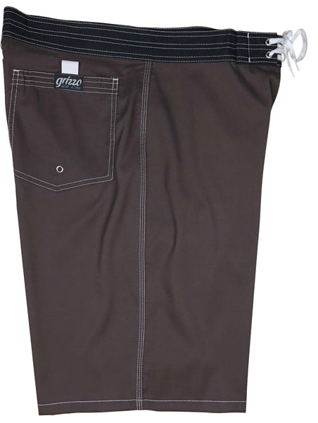 Grizzo Brand Solid Board Shorts w/ Back Pocket (Chocolate, Cinnamon, or Silver) - Board Shorts World Outlet