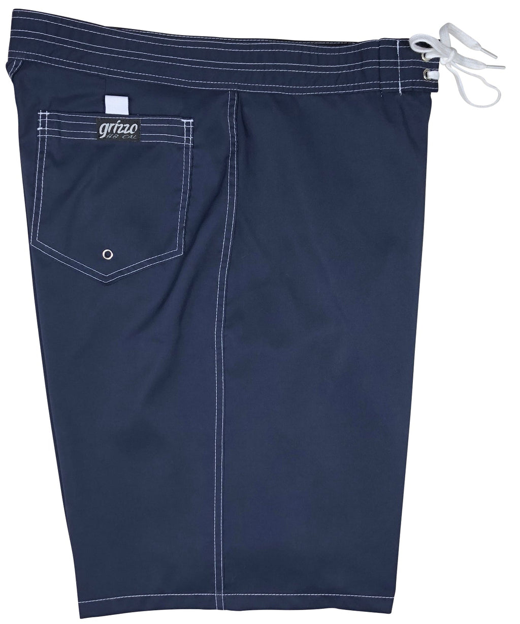 Grizzo Brand Solid Board Shorts w/ Back Pocket (Navy, Red or Royal) - Board Shorts World Outlet