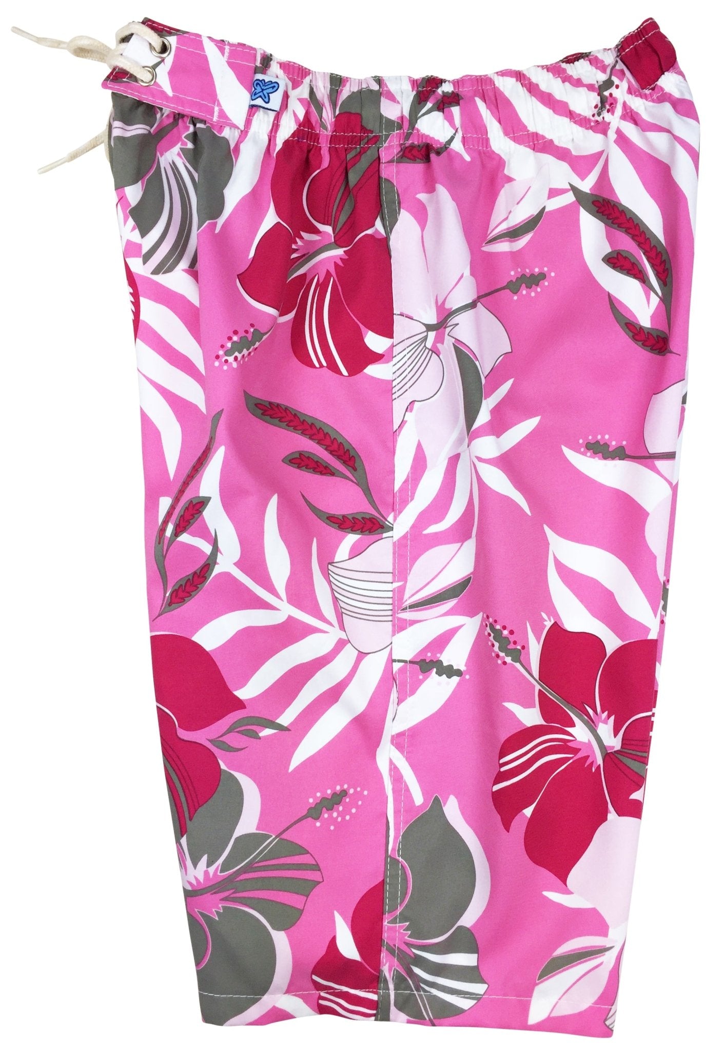 "Gypsy Soul" (Pink) Womens Elastic Waist Swim Board Shorts. REGULAR Rise + 11" Inseam - Board Shorts World Outlet