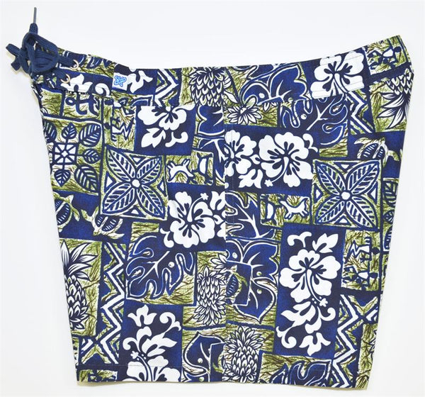 "Hieroglyphics" (Navy) 5" Womens Back Pocket Board Shorts - Board Shorts World Outlet