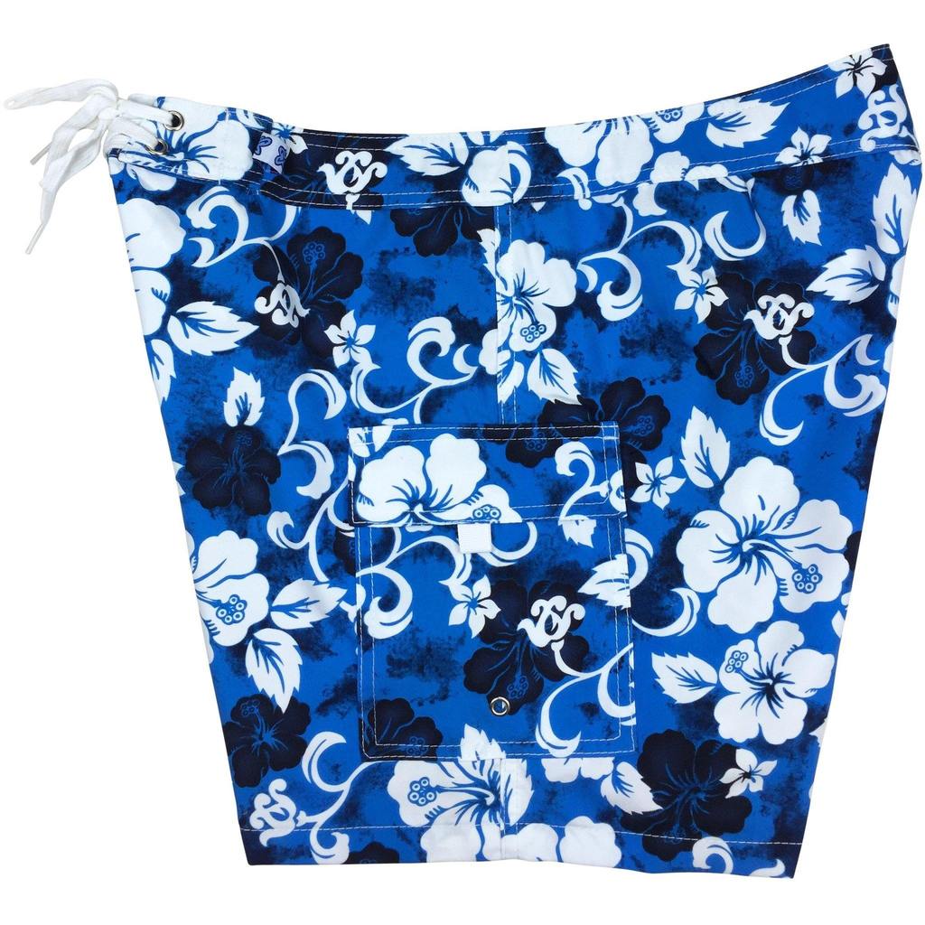 "Jungle Boogie" 7" Womens Cargo + Back Pocket Board Shorts (Blue) - Board Shorts World Outlet