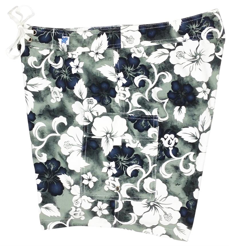 "Jungle Boogie" 7" Womens Cargo + Back Pocket Board Shorts (Charcoal) - Board Shorts World Outlet