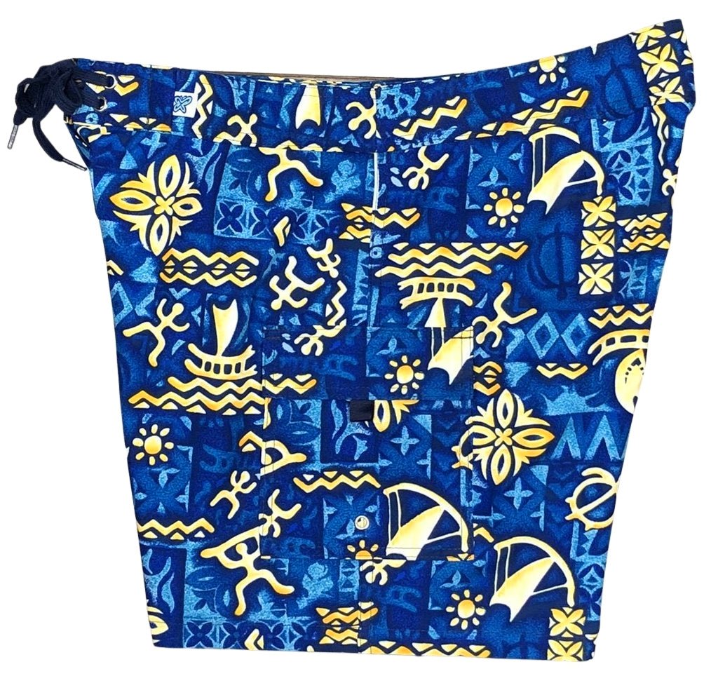 "Jungle Cruise" (Blue) 7" Womens Cargo + Back Pocket Board Shorts - Board Shorts World Outlet