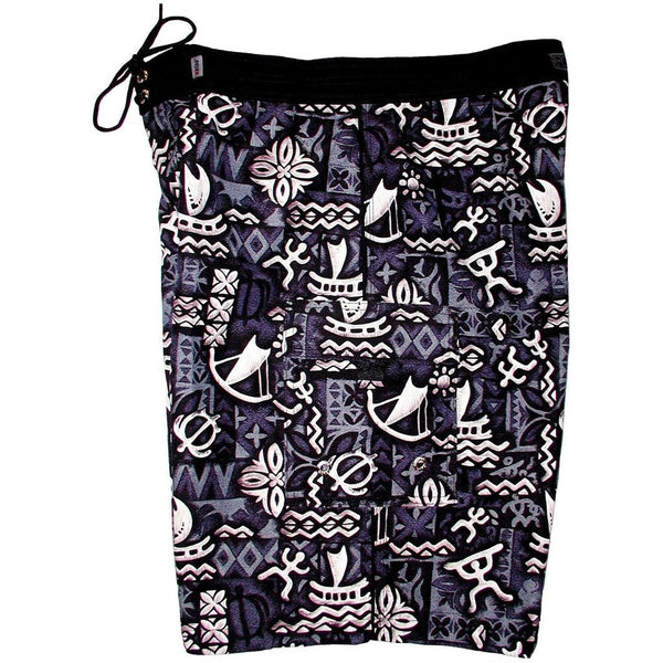 "Jungle Cruise" (Charcoal) Double Cargo Pocket Board Shorts - Board Shorts World Outlet