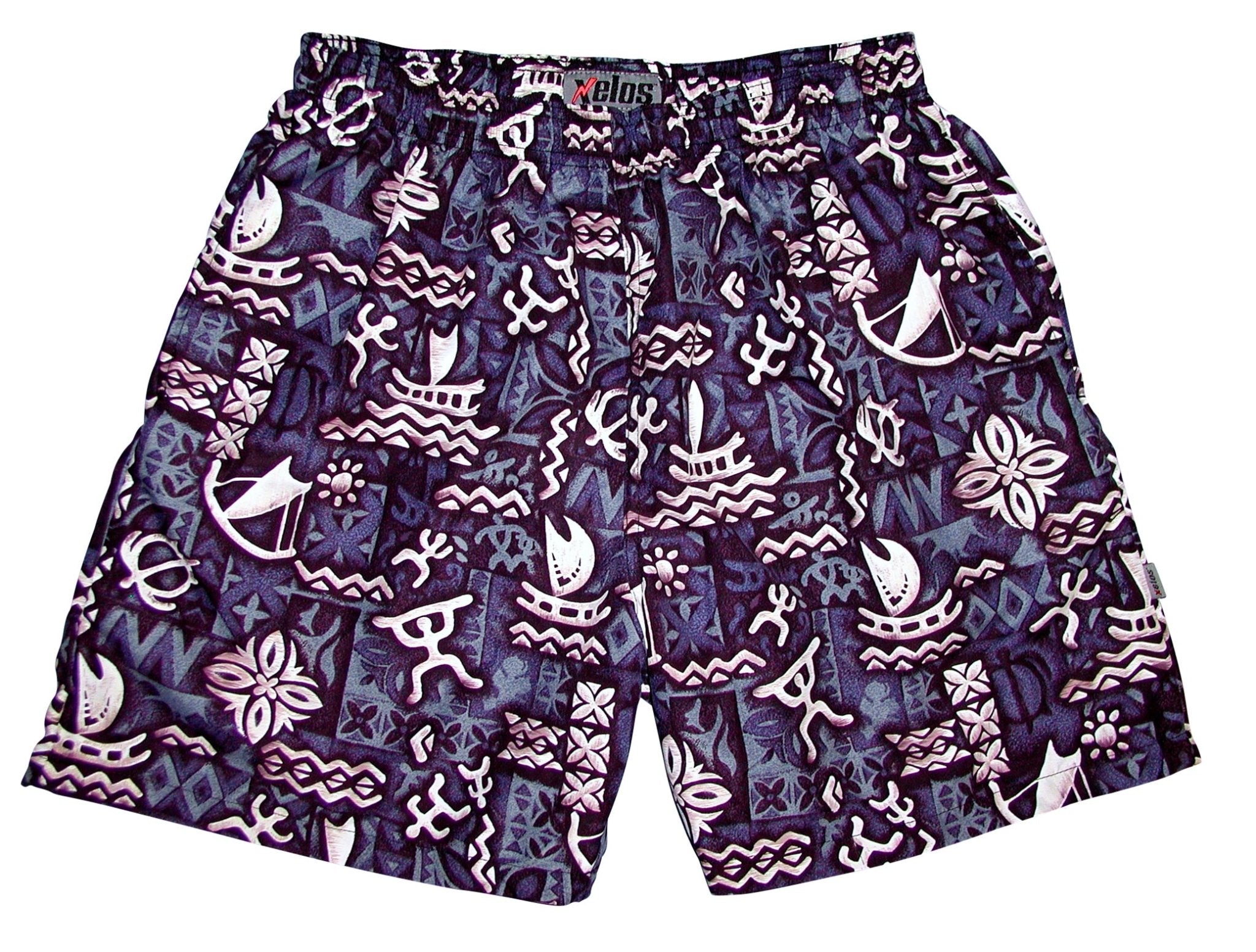 "Jungle Cruise" (Charcoal) Swim Trunks (with mesh liner / side pockets) - 6.5" Mid Length - Board Shorts World Outlet