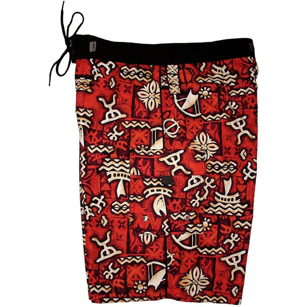 "Jungle Cruise" (Red) Double Cargo Pocket Board Shorts - Board Shorts World Outlet