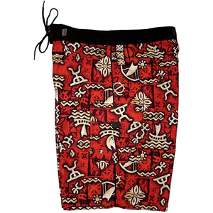 "Jungle Cruise" (Red) Double Cargo Pocket Board Shorts - Board Shorts World Outlet