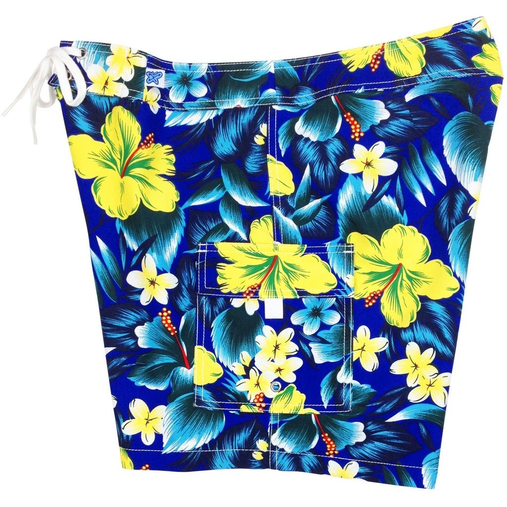 "Jungle Juice" (Blue) 7" Womens Cargo + Back Pocket Board Shorts - Board Shorts World Outlet