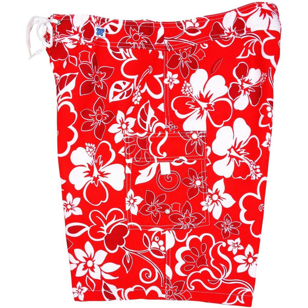 "Lava Flow" (Red) Womens Board/Swim Shorts - 10.5" - Board Shorts World Outlet
