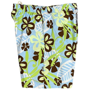 "License to Chill" (Blue) Swim Trunks (with mesh liner / side pockets) - 6.5" Mid Length - Board Shorts World Outlet