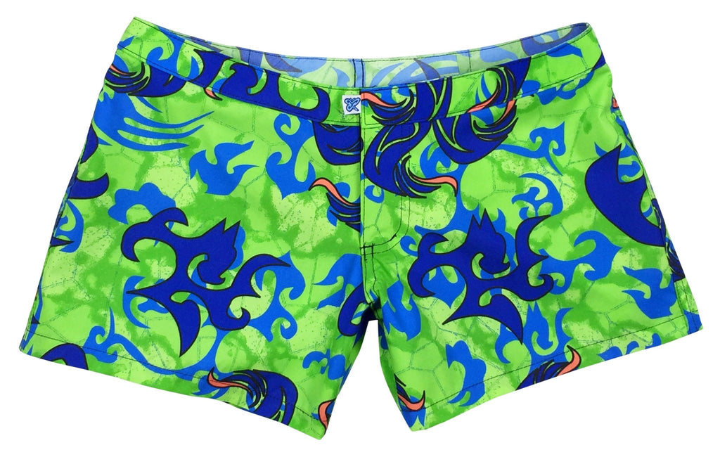 "Limelight" (Green) Womens Board/Swim Shorts - 4" - Board Shorts World Outlet